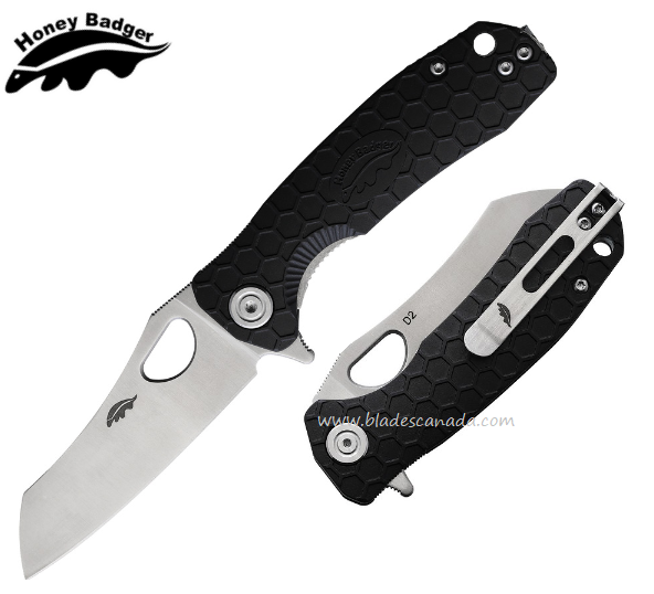Honey Badger Mini Wharncleaver Flipper Folding Knife, D2 Steel, FRN Black, HB1167
